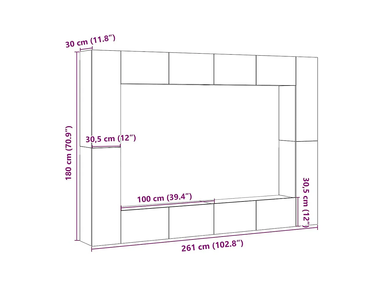 Ensemble de meuble TV mural 8 pcs chêne artisanal