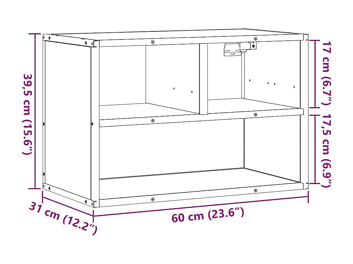 Meuble TV chêne brun 60x31x39,5 cm bois d'ingénierie et métal