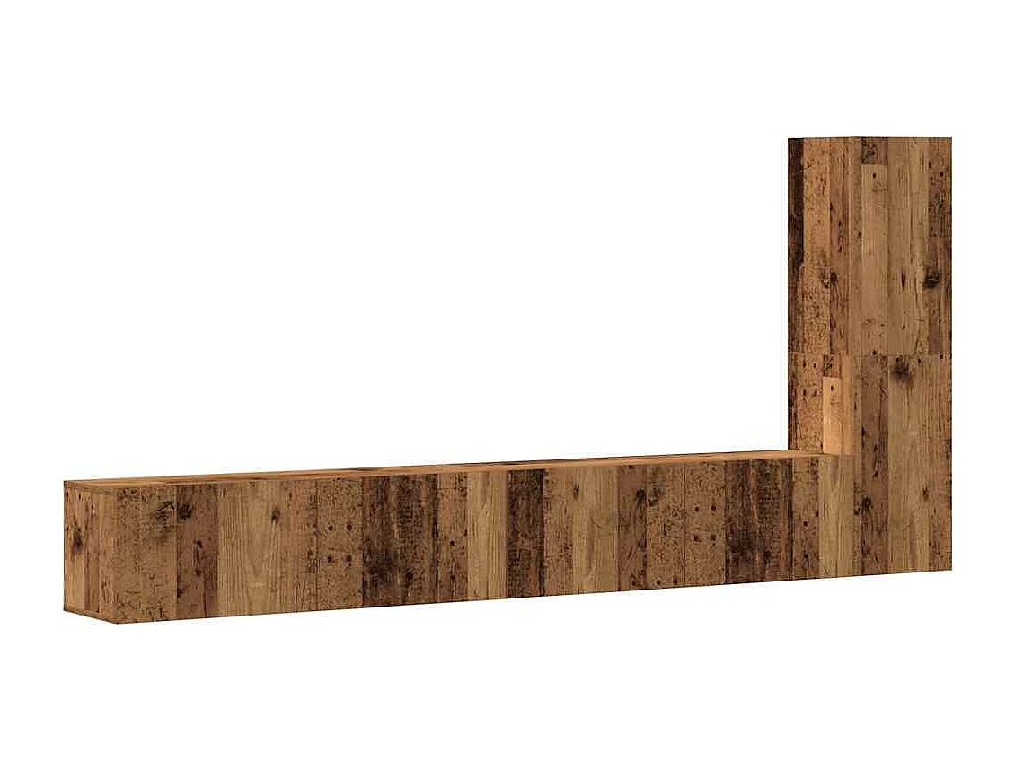 3-delig Tv-meubelset wandmontage bewerkt hout oud houtkleurig