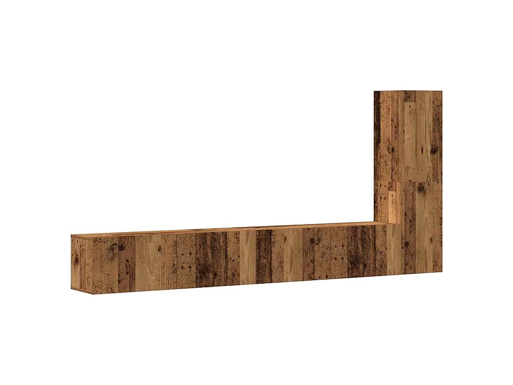 Set Mobile TV 3 pz Montato a Parete Legno Antico in Truciolato