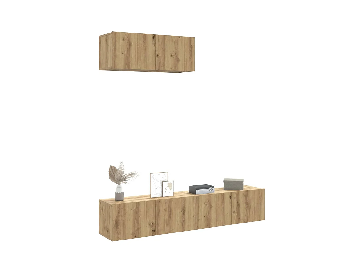 Set Mobile TV 3 pz Montato a Parete Rovere in Truciolato