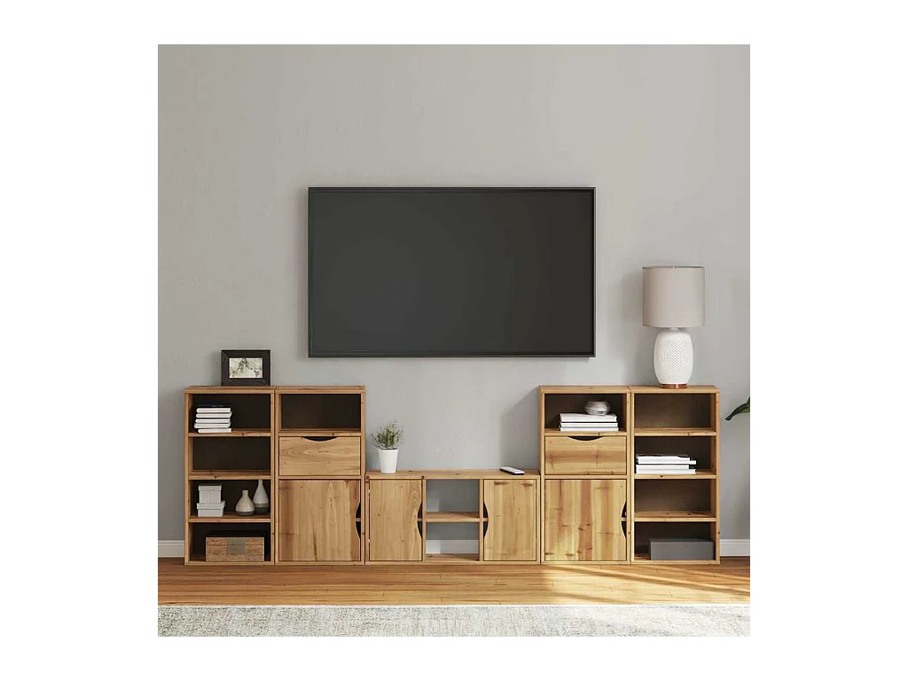 Meubles TV 5 pcs avec rangement ODDA bois de pin massif