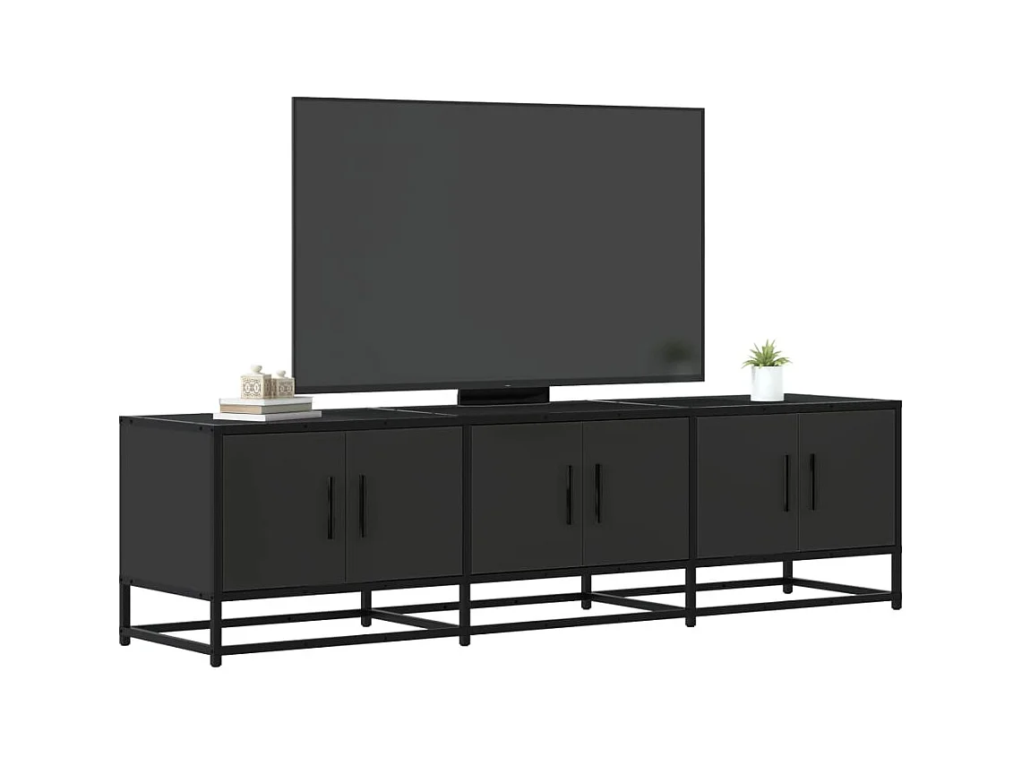 Meuble TV noir 150x35x41 cm bois d'ingénierie et métal