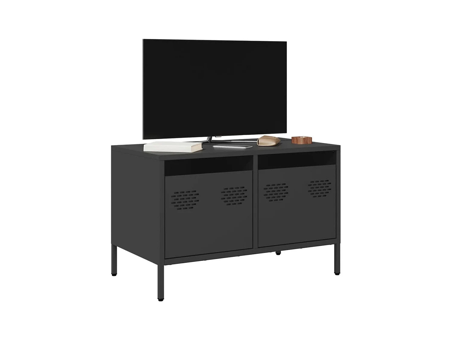 Mobile TV Nero 68x39x43,5cm in Acciaio Laminato a Freddo