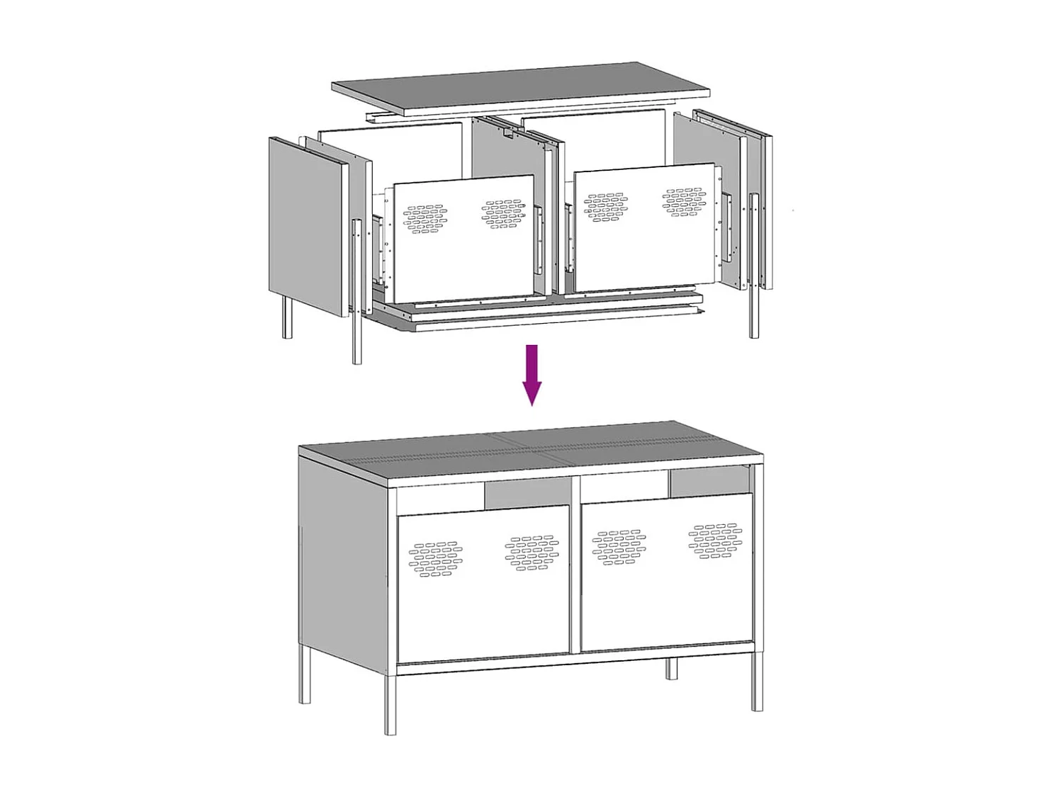 Meuble TV noir 68x39x43,5 cm acier laminé à froid