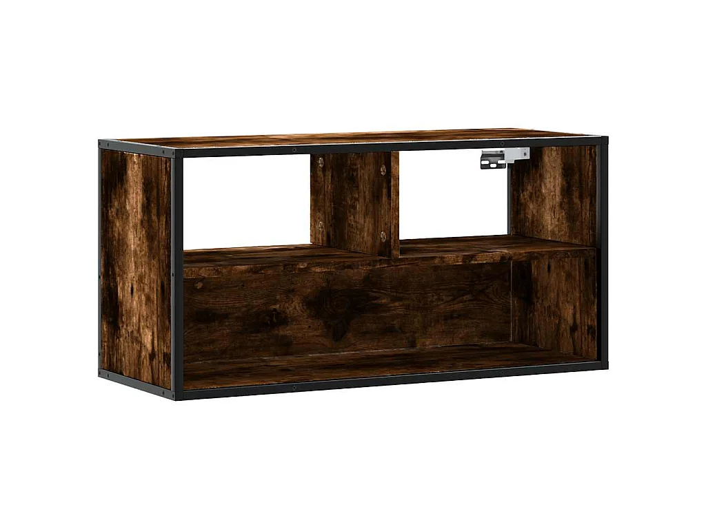 Meuble TV chêne fumé 80x31x39,5 cm bois d'ingénierie et métal