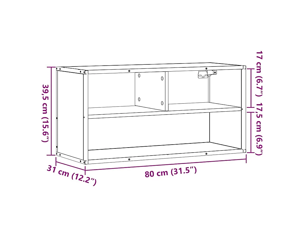 Meuble TV chêne fumé 80x31x39,5 cm bois d'ingénierie et métal