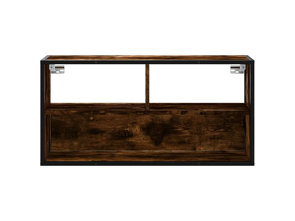Meuble TV chêne fumé 80x31x39,5 cm bois d'ingénierie et métal