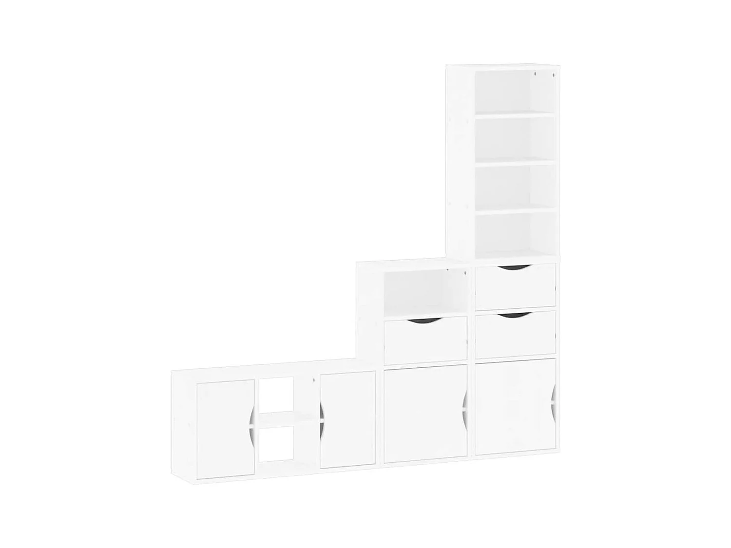 Meubles TV 4 pcs avec rangement ODDA blanc bois de pin massif