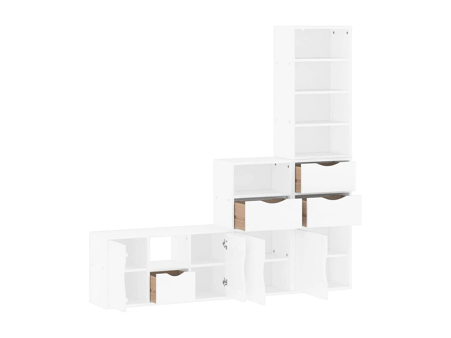 Meubles TV 4 pcs avec rangement ODDA blanc bois de pin massif