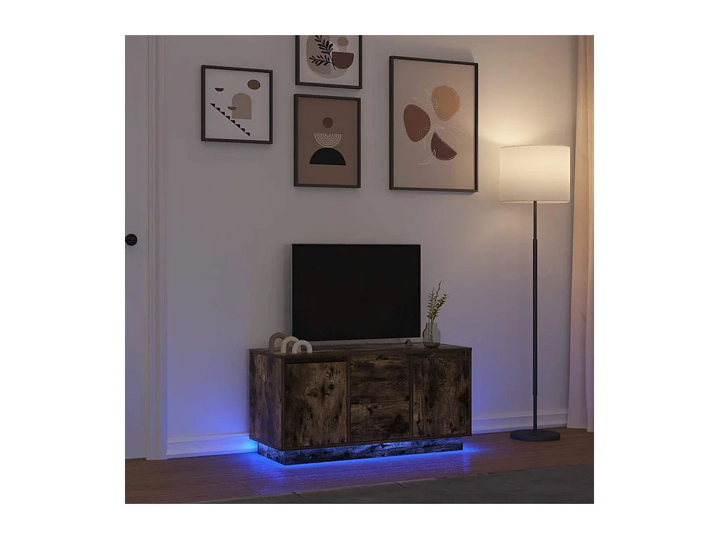 Móvel de TV com luzes LED 100x41x50 cm carvalho fumado