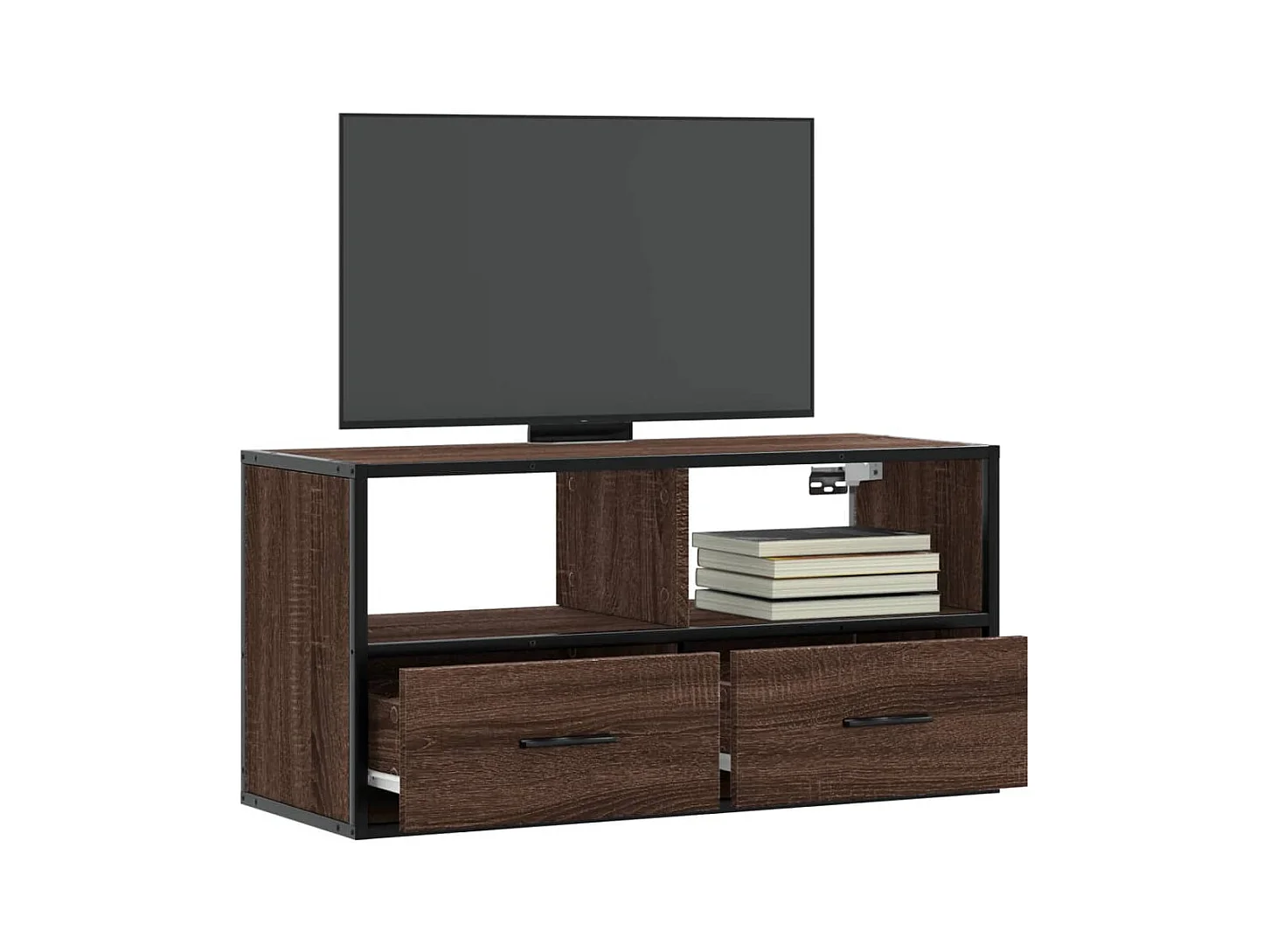 Meuble TV chêne marron 80x31x39,5 cm bois d'ingénierie et métal