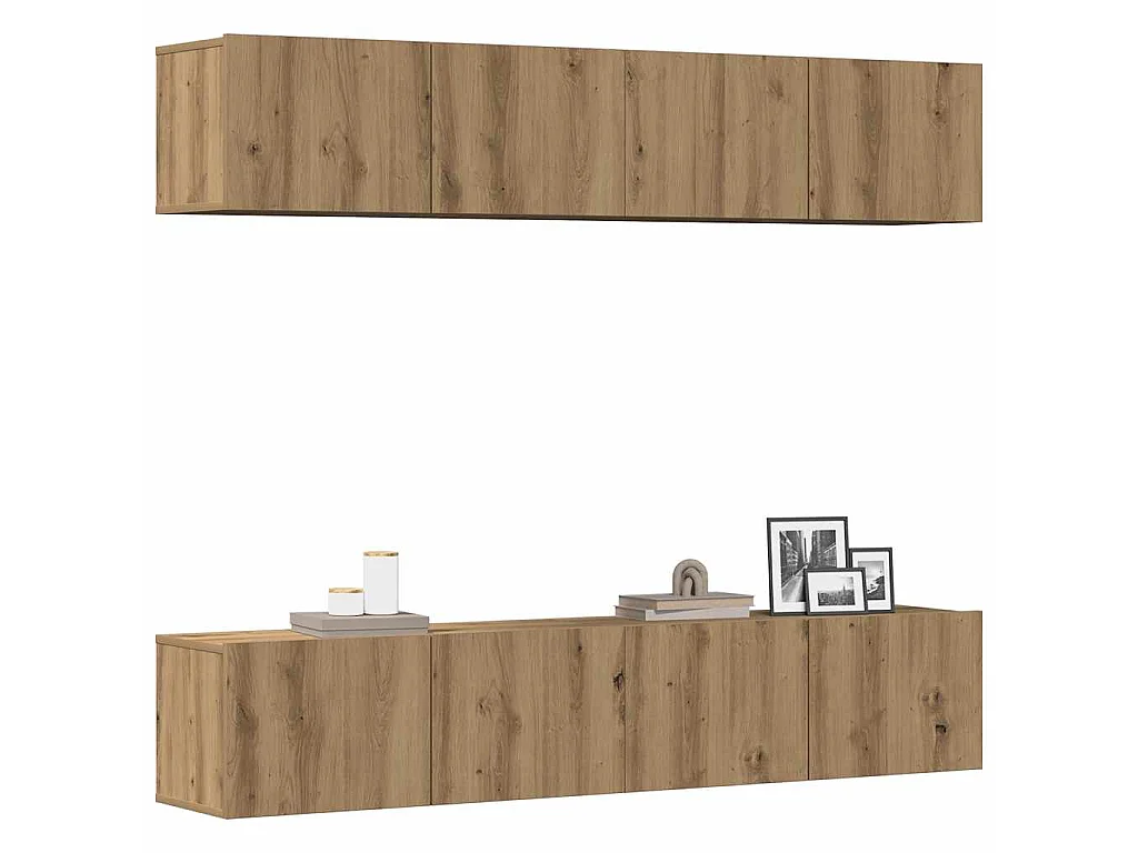 Meubles TV muraux 4 pcs chêne artisanal bois d'ingénierie