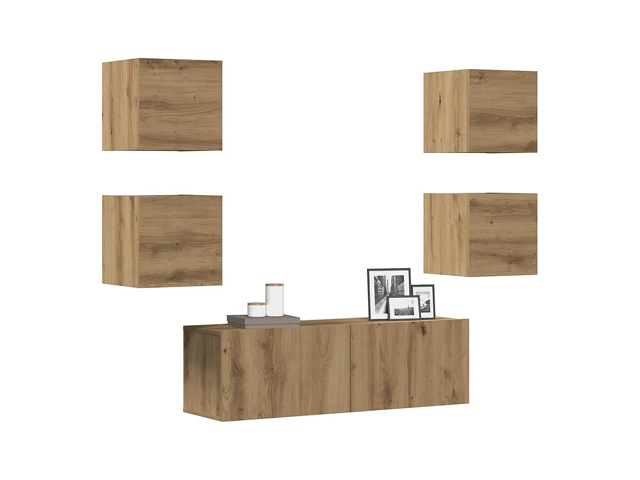 5-tlg. TV-Schrank-Set Wandmontage Artisan-Eiche Holzwerkstoff