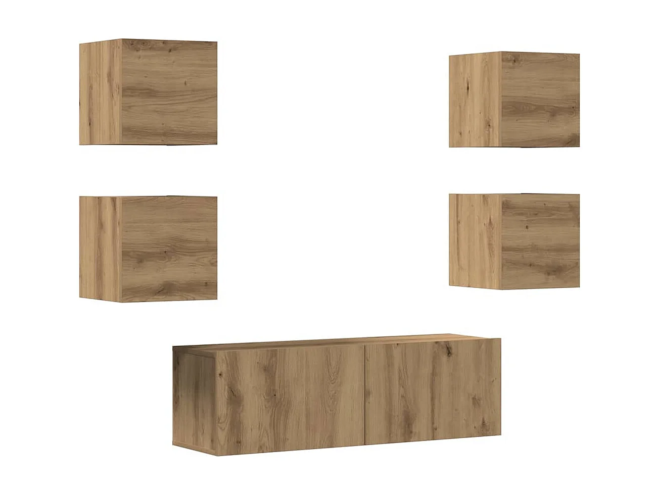 Conjunto de armário TV parede 5 pcs madeira carvalho artisiano