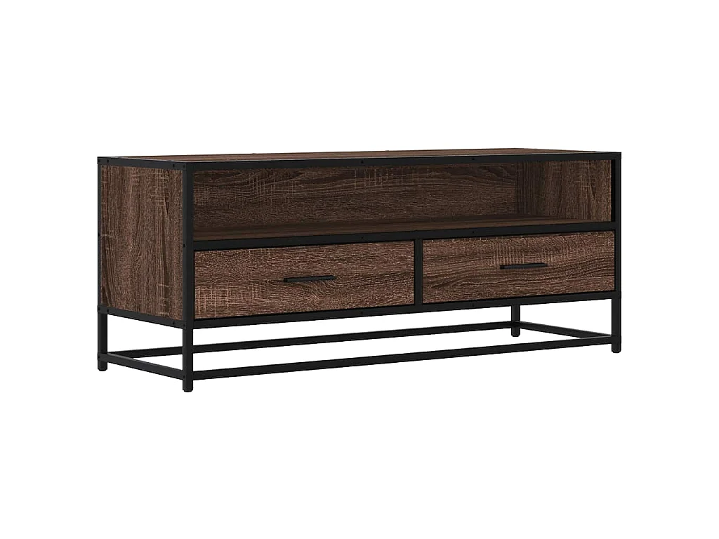 Tv-meubel 100x34,5x40 cm bewerkt hout metaal bruin eikenkleur