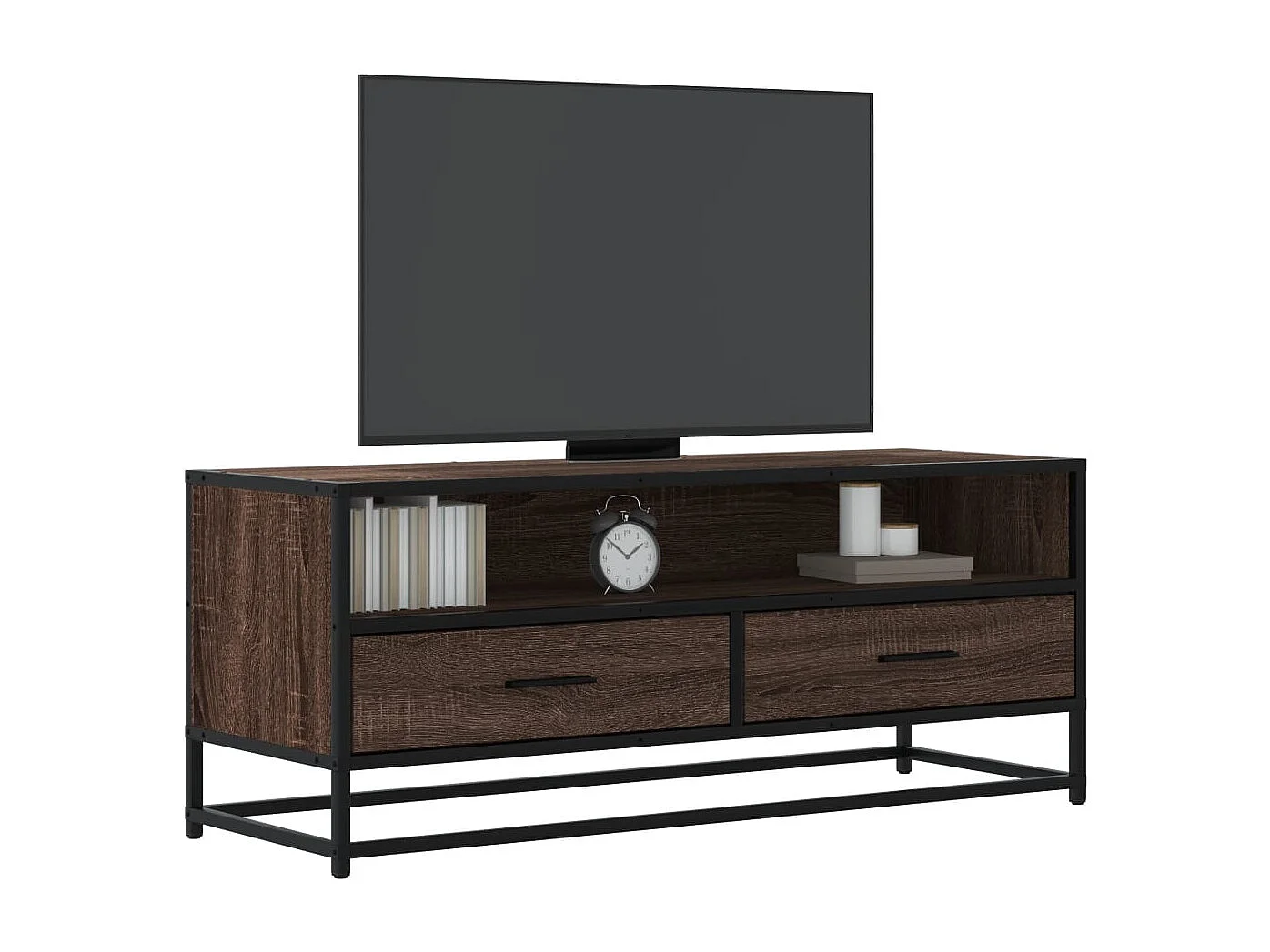 Tv-meubel 100x34,5x40 cm bewerkt hout metaal bruin eikenkleur