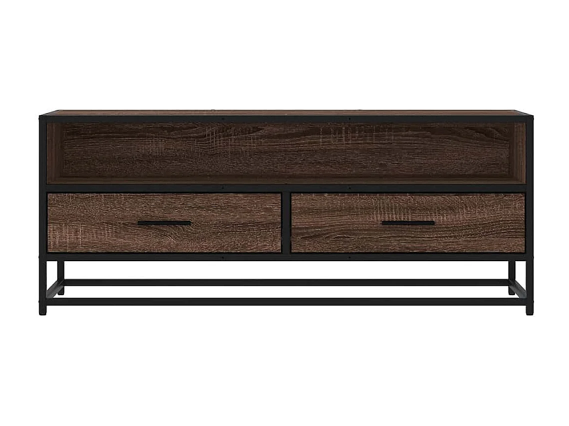 Tv-meubel 100x34,5x40 cm bewerkt hout metaal bruin eikenkleur