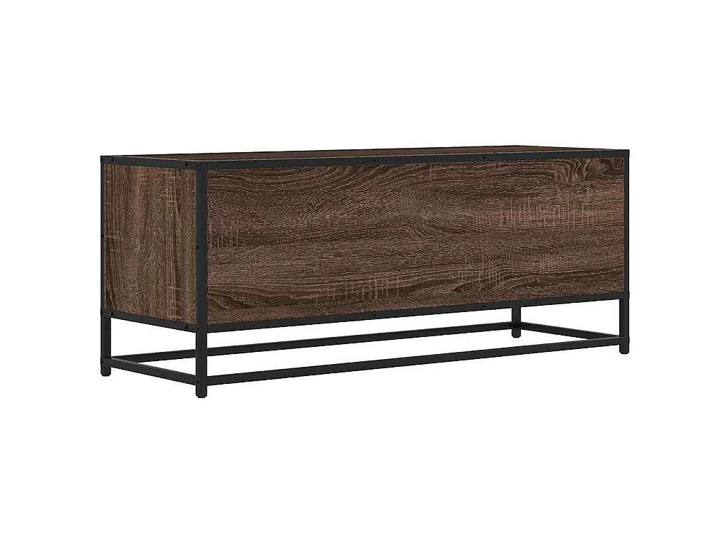 Meuble TV chêne marron 100x34,5x40cm bois d'ingénierie et métal