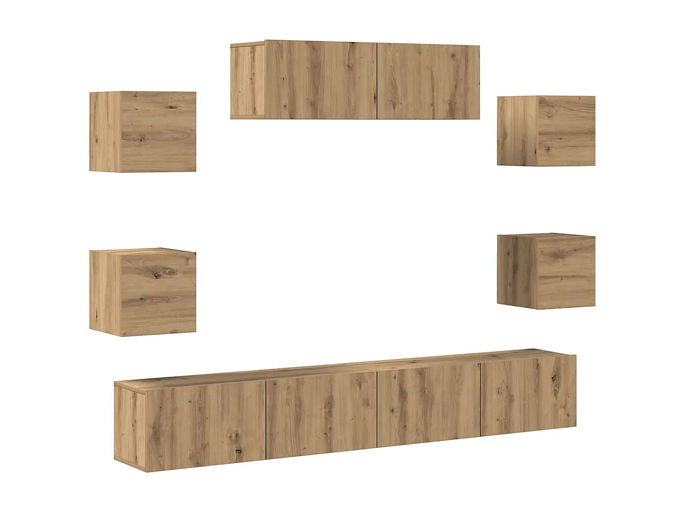 Conjunto de armário de TV 7 peças montado na parede