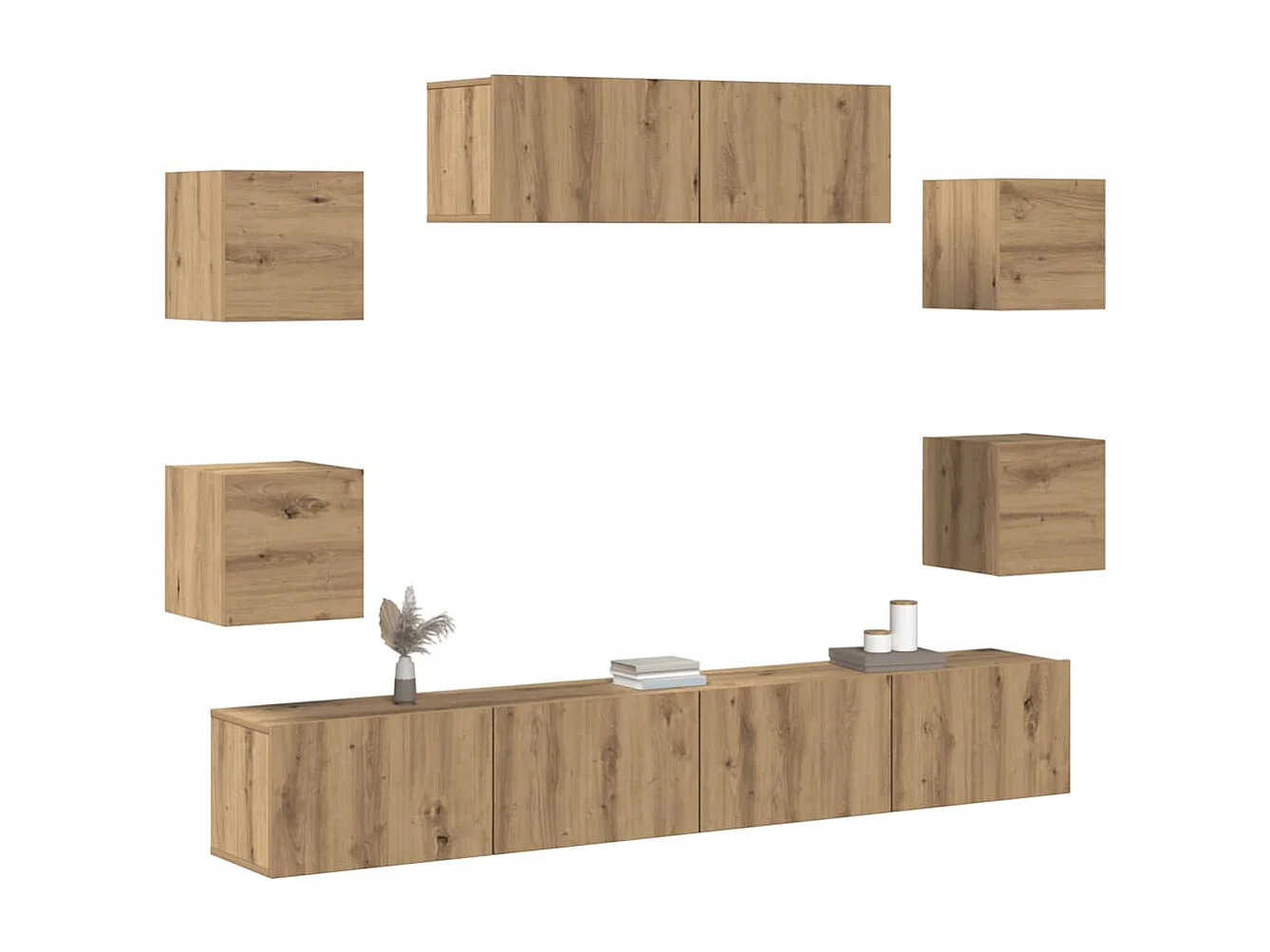 Conjunto de armário de TV 7 peças montado na parede