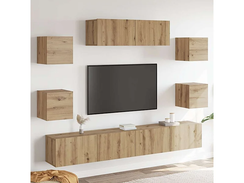 Conjunto de armário de TV 7 peças montado na parede