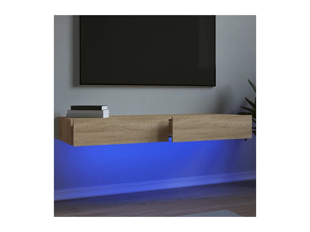 Meubles TV avec éclairage LED 2 pcs chêne sonoma 60x35x15,5 cm