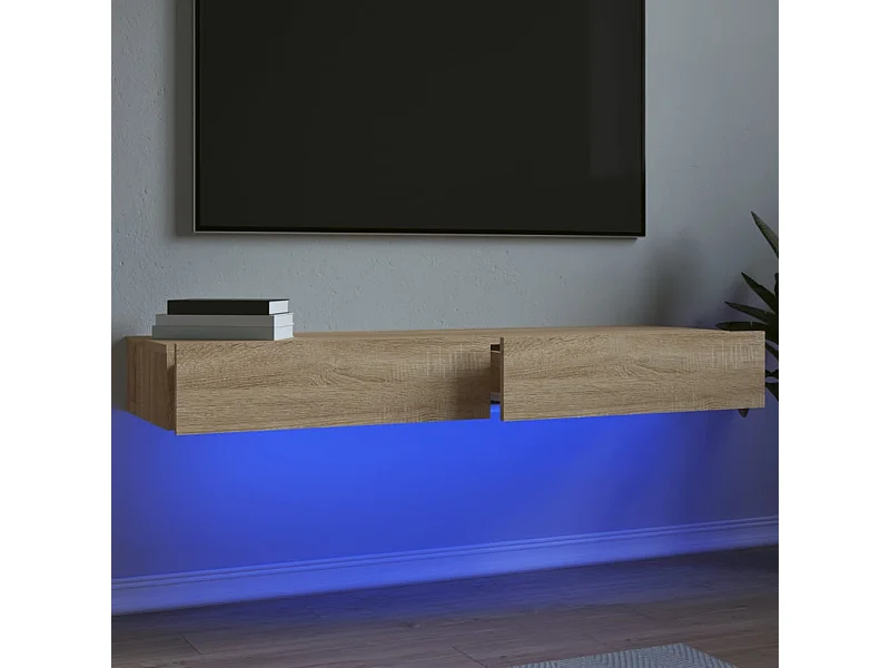 Móveis de TV com luzes LED 2 pcs 60x35x15,5 cm carvalho sonoma