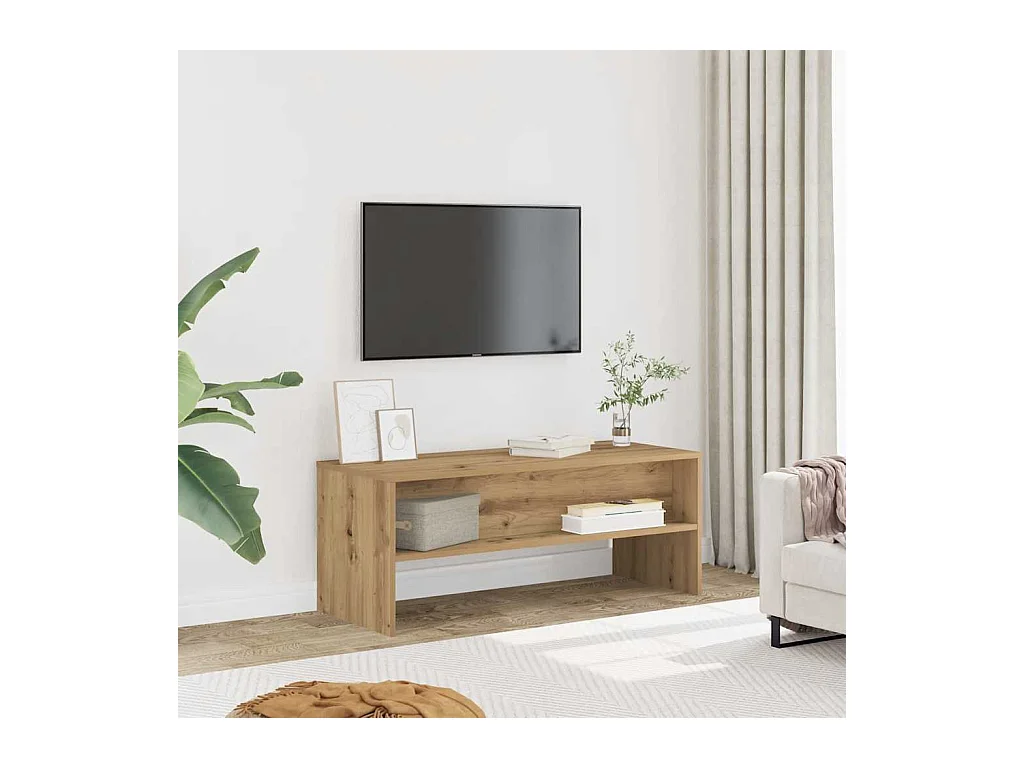 Meuble TV chêne artisanal 100x40x40 cm bois d'ingénierie