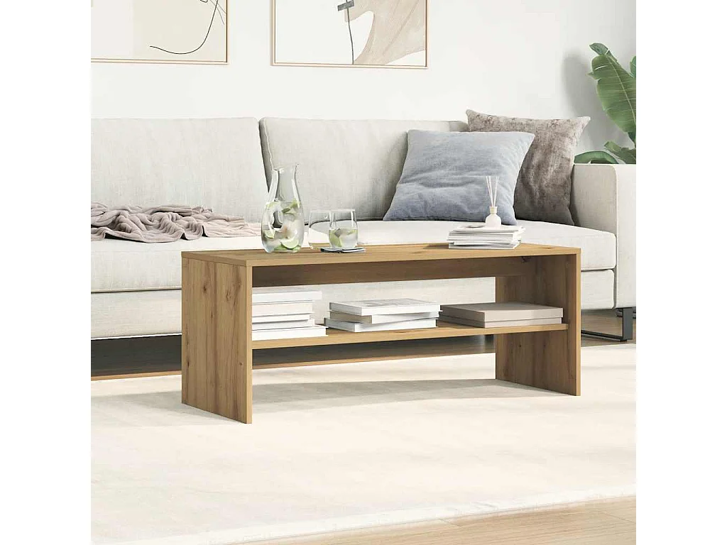 Meuble TV chêne artisanal 100x40x40 cm bois d'ingénierie