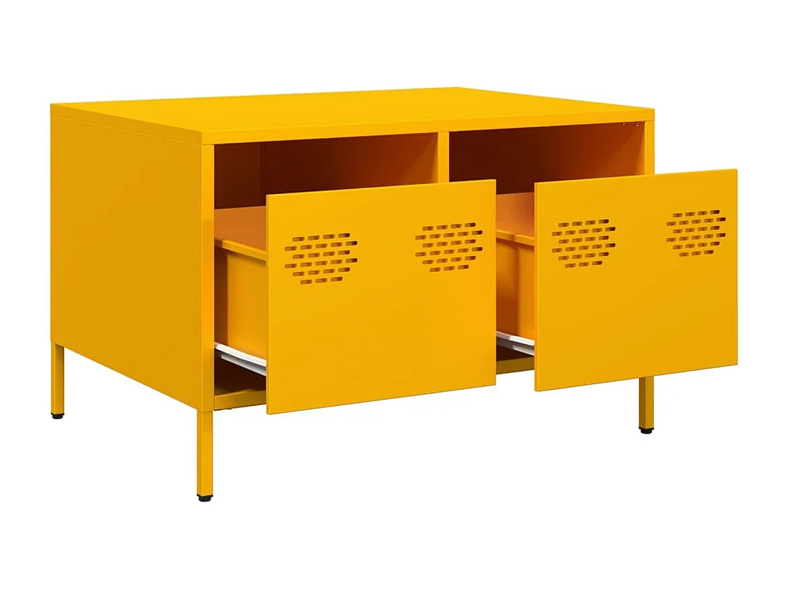Meuble TV jaune moutarde 68x50x43,5 cm acier laminé à froid