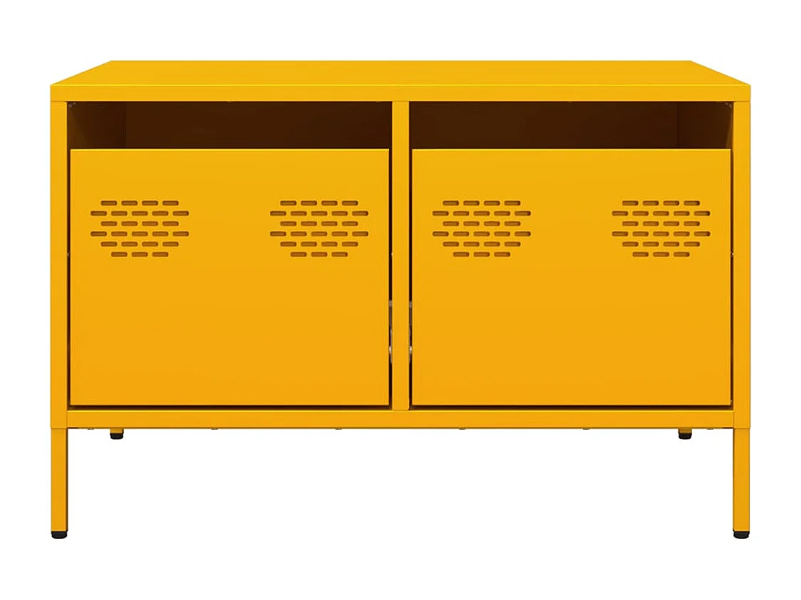 Meuble TV jaune moutarde 68x50x43,5 cm acier laminé à froid