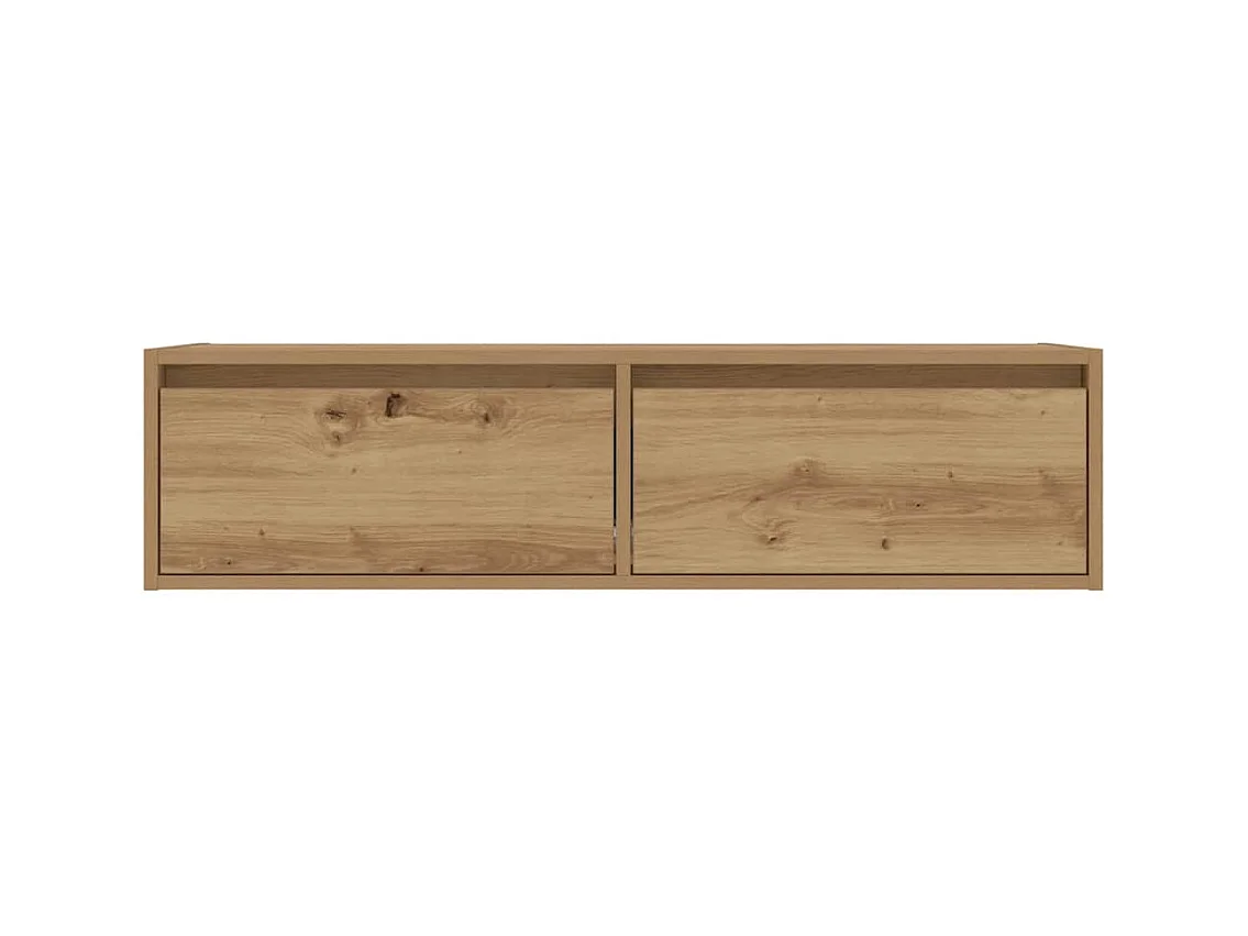 Meuble TV avec lumières LED chêne artisanal 100X35,5x25 cm