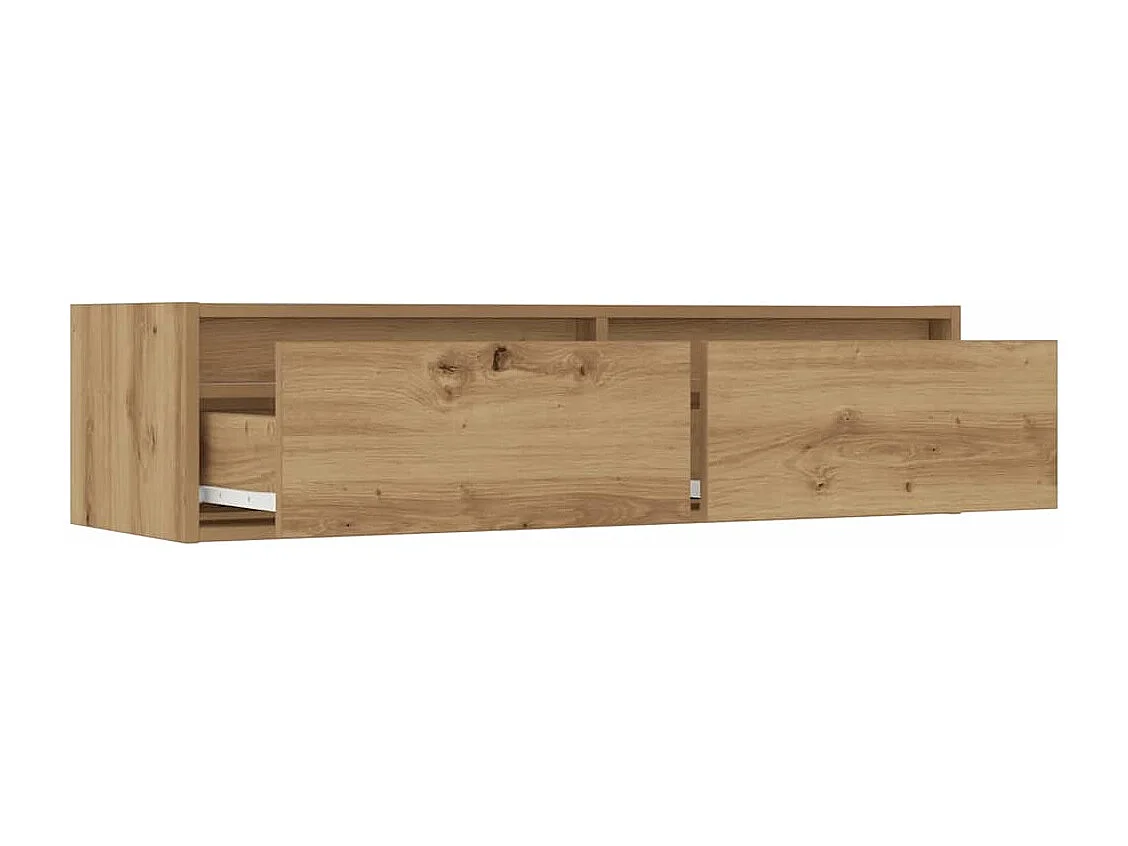 Meuble TV avec lumières LED chêne artisanal 100X35,5x25 cm