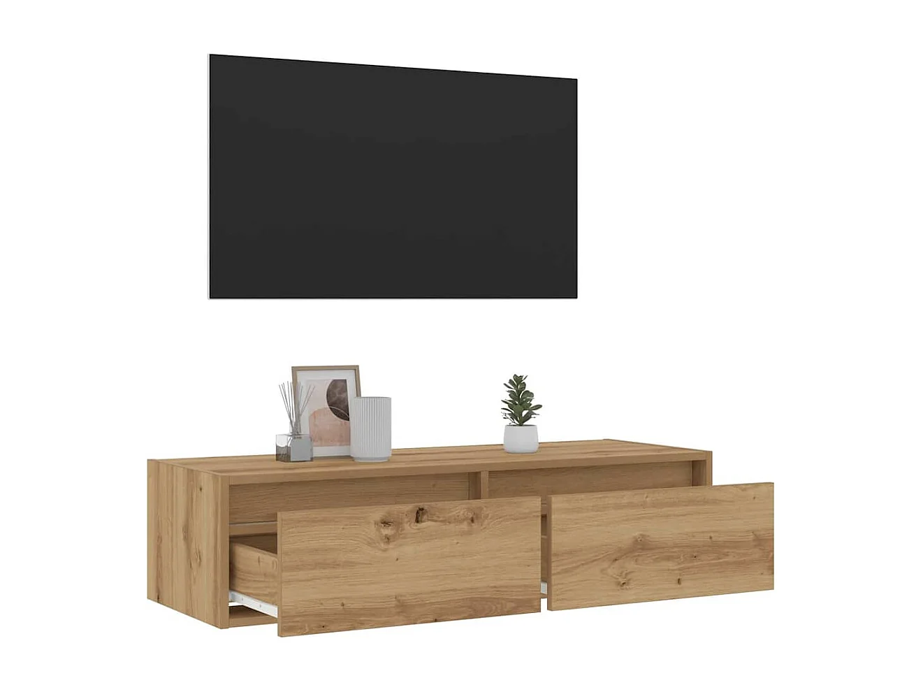Tv-meubel met LED-verlichting 100X35,5x25 cm artisanaal eiken