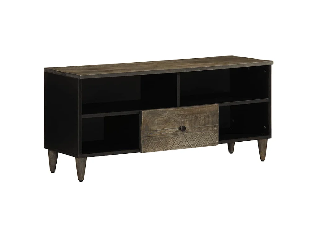 Tv-meubel 100x33x46 cm massief mangohout zwart