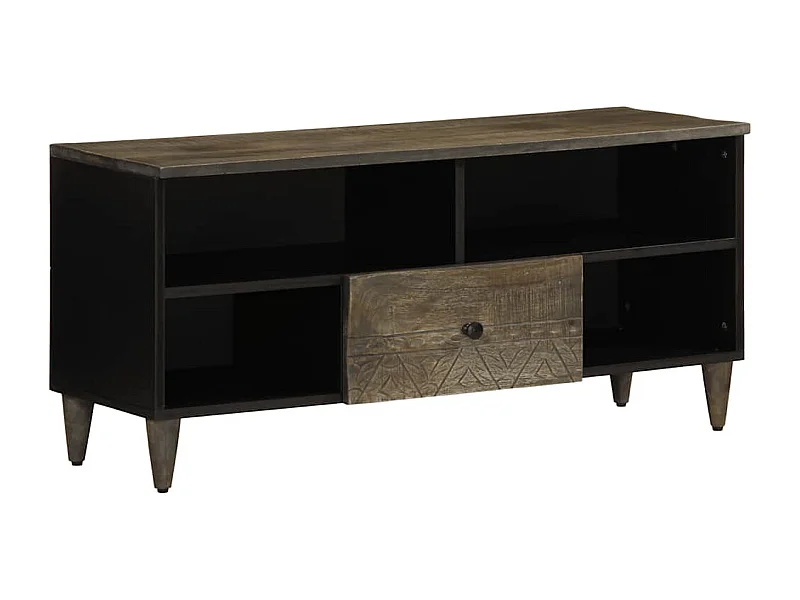 Móvel de TV 100x33x46 cm madeira de mangueira maciça preto