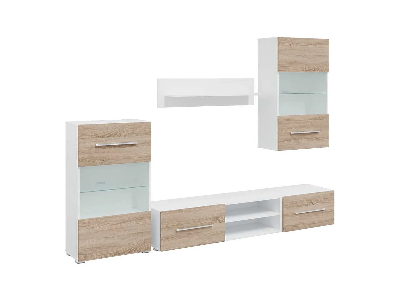 Meubles TV avec lumière LED 5pcs chêne sonoma bois d'ingénierie