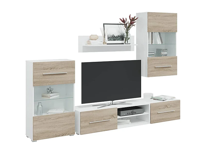 5-delige Tv-meubels met LED bewerkt hout sonoma eiken