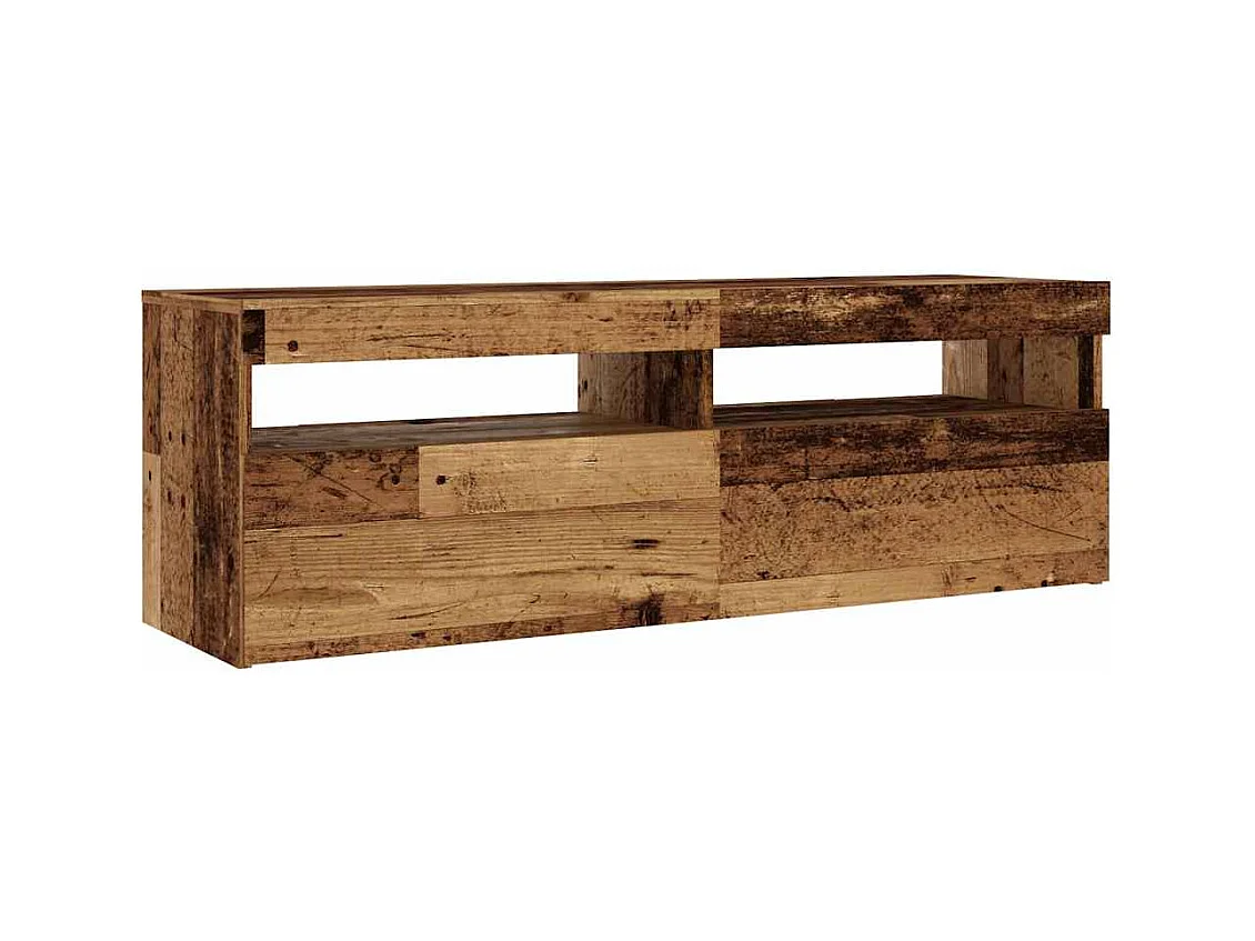 Meuble TV avec lumières LED vieux bois bois d'ingénierie