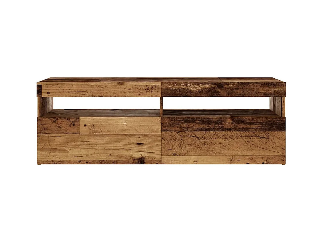 Meuble TV avec lumières LED vieux bois bois d'ingénierie