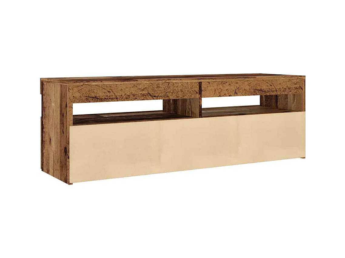 Meuble TV avec lumières LED vieux bois bois d'ingénierie