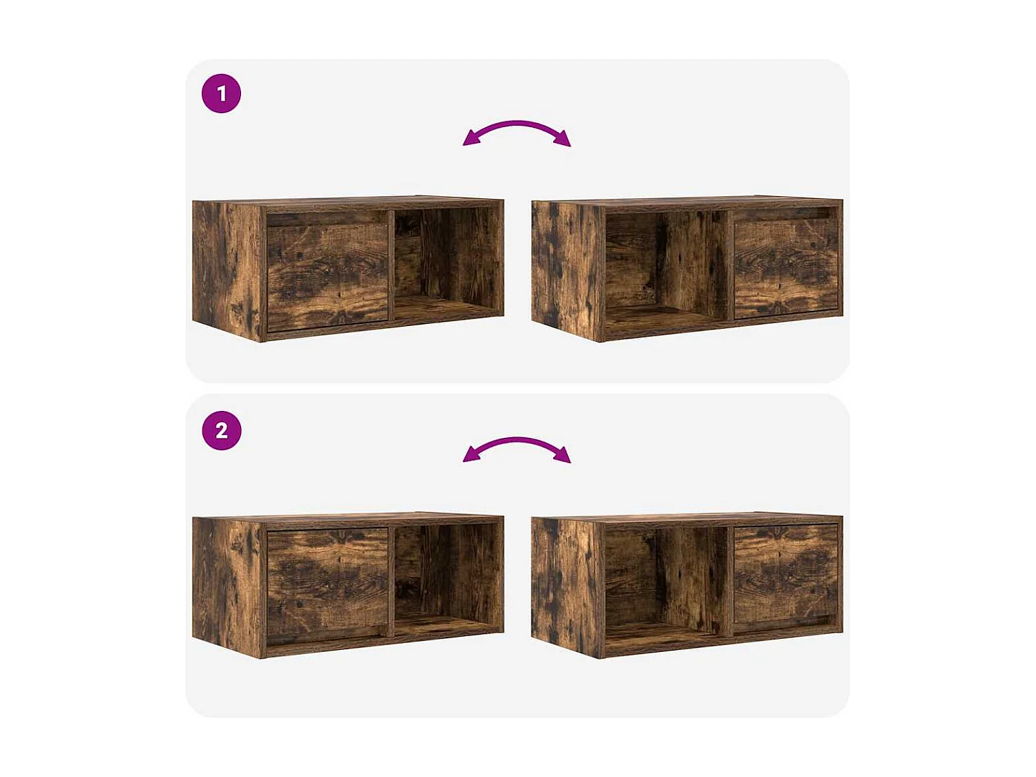 TV-meubel 60x31x25,5 cm bewerkt hout gerookt eikenkleurig