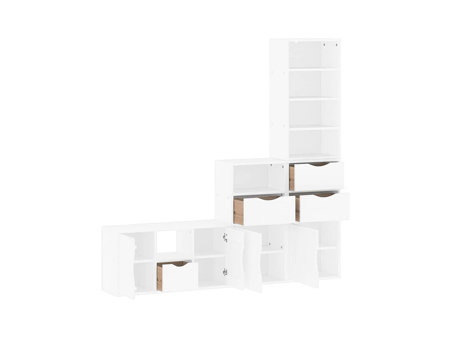 Meubles TV 4 pcs avec rangement ODDA blanc bois de pin massif