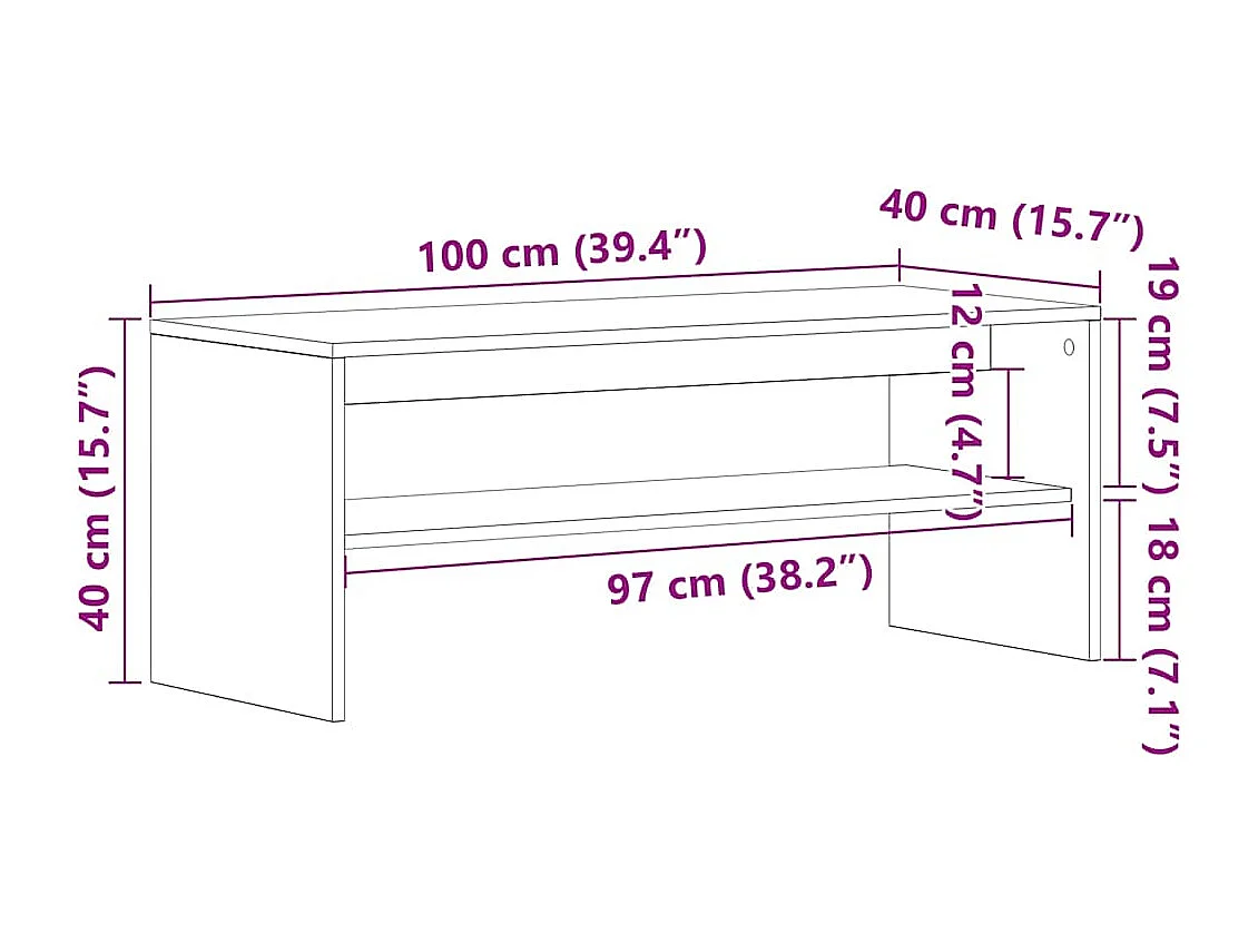 TV-Schrank Betongrau 100x40x40 cm Holzwerkstoff
