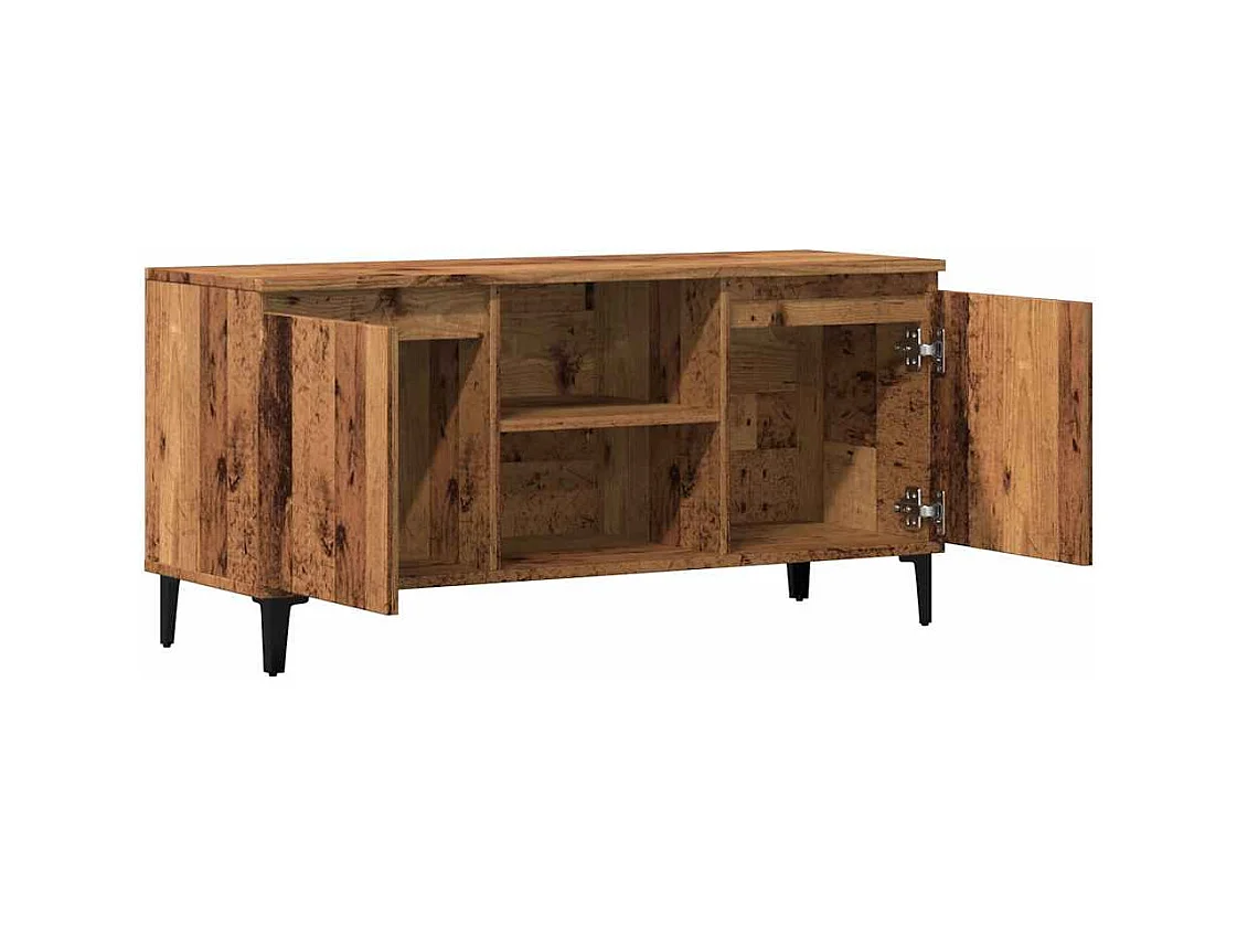 Tv-meubel 102x35x50 cm bewerkt hout oud houtkleurig