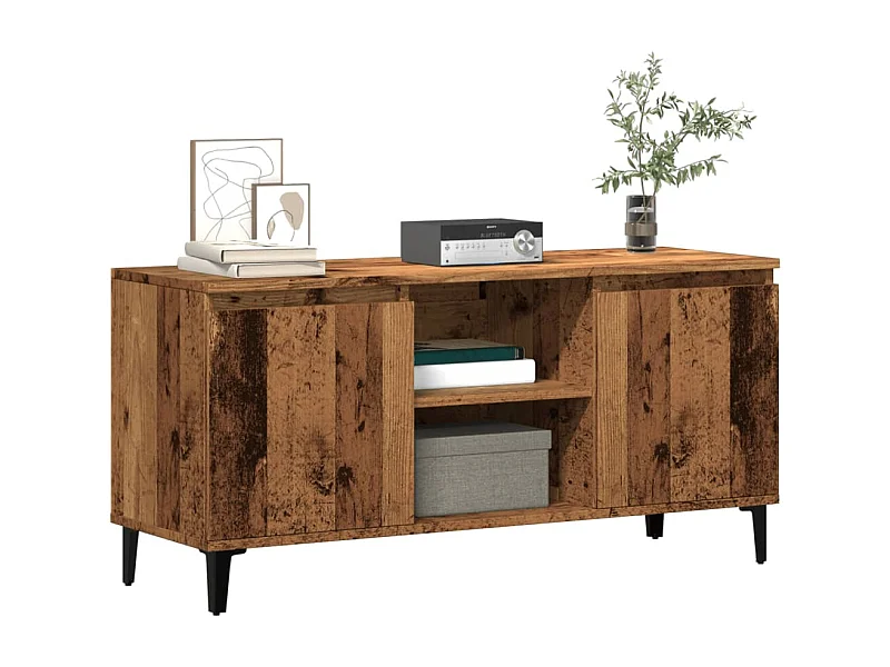 Tv-meubel 102x35x50 cm bewerkt hout oud houtkleurig