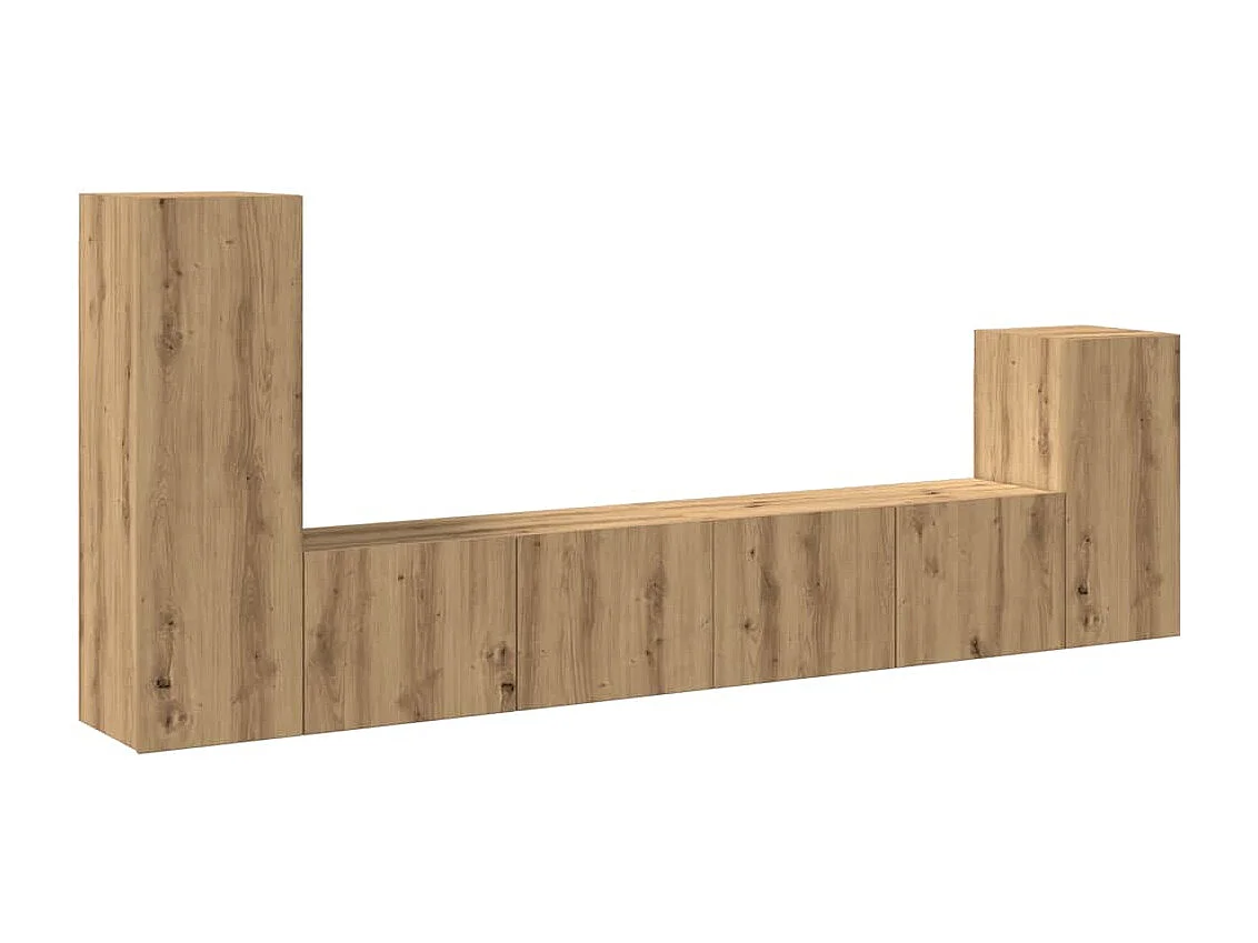 Set Mobile TV 4 pz Montato a Parete Rovere in Legno Multistrato