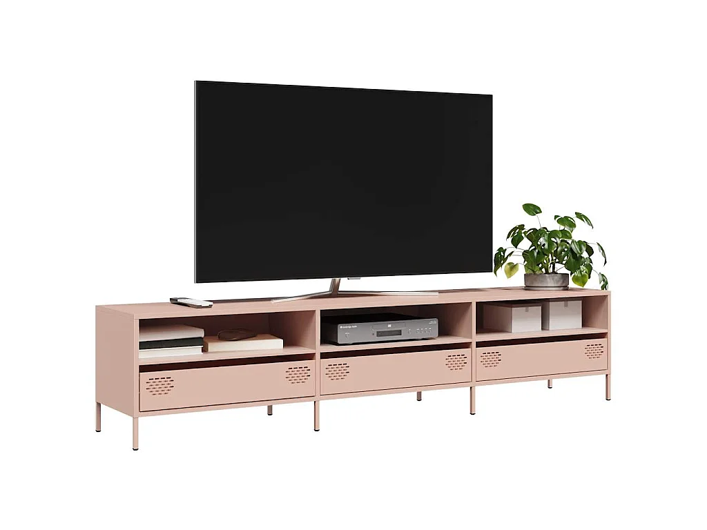 Tv-meubel 202x39x43,5 cm koudgewalst staal roze