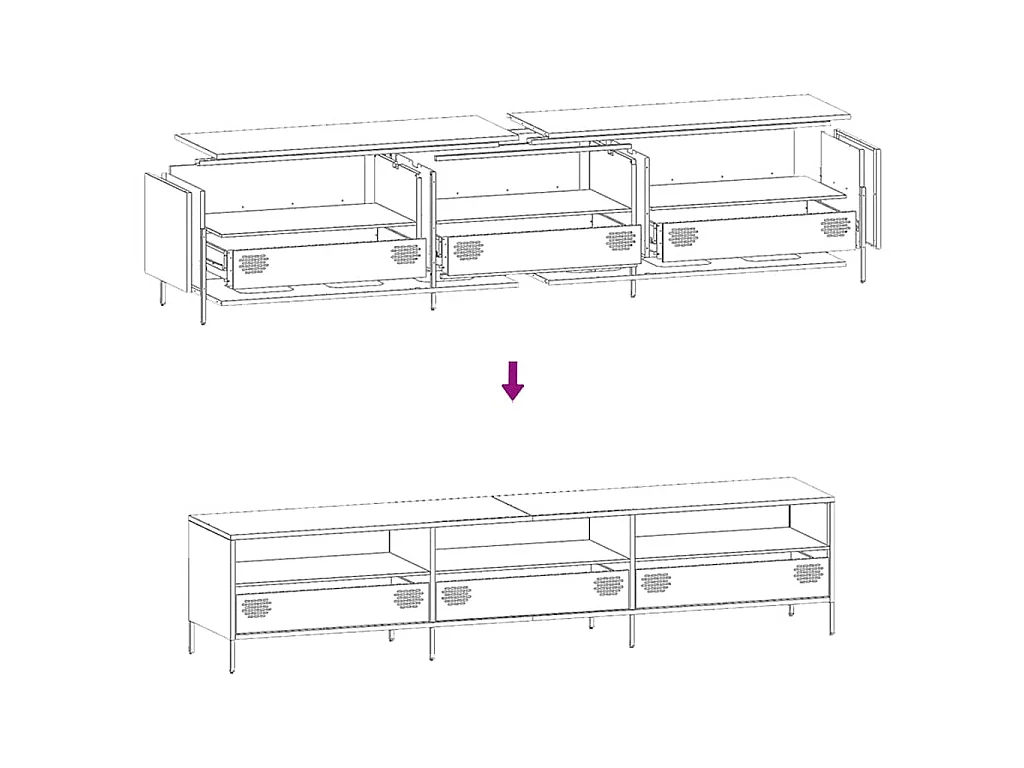 Tv-meubel 202x39x43,5 cm koudgewalst staal roze
